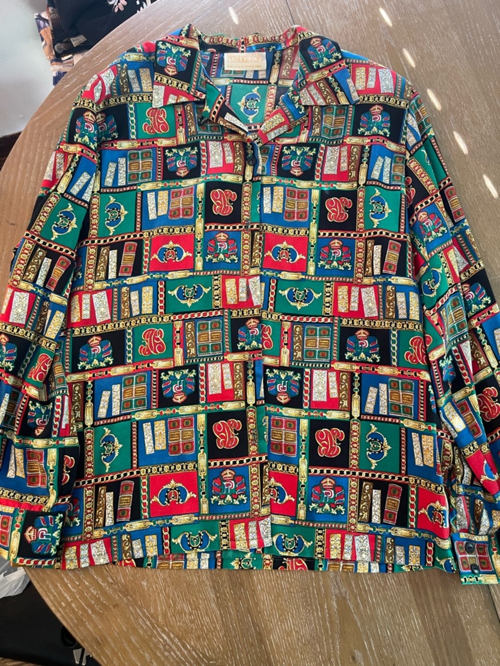Pendleton Multicolor top with Teal, Blue, Red, Gold and Black Accents